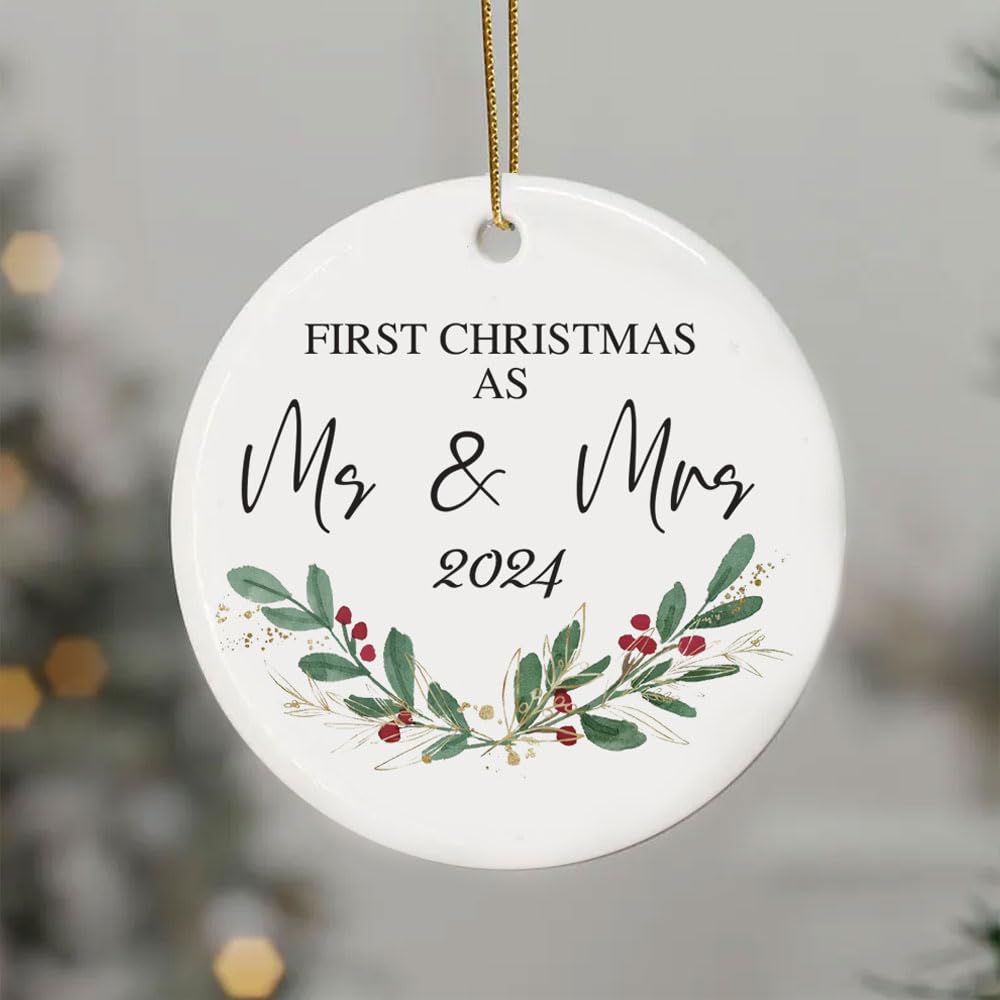 Mr and Mrs Ornament 2024 - Our First Christmas Ornament 2024 - First Christmas Together as Mr. & Mrs - Perfect for Mr. & Mrs. and Newly Married Couples