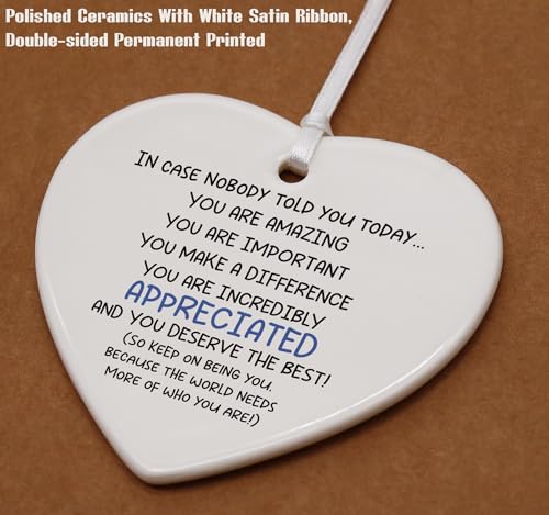 Inspirational Quotes Gifts-Affirmations Reminder Present-Positive Motivational Encouragement Present, in Case Nobody Told You Today-Ceramic Heart Shaped Ornament
