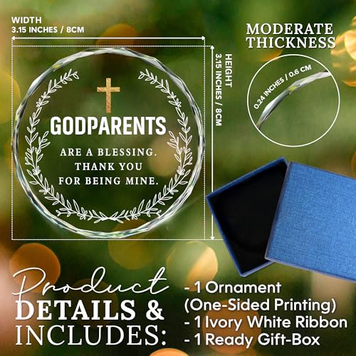HEXMOZ Godparents Gifts - Godparent Ornament 2025 - Godparent are Blessing, Thank You for Being Mine Present - God Parent Gift Ideas, Gifts for Godparents, Baptism Gift - Glass Ornament for Christmas