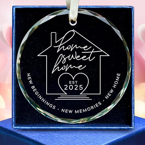 House Warming Gifts New Home - New Home Ornament 2025 - Housewarming Gifts for First House, Housewarming Gift Ideas for Couple - Home Ornaments for Home, Newhouse Owners Ideas - Glass Ornament