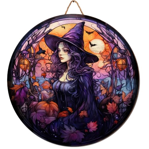 2D Flat All Over Printed, Halloween Sign, Witch Sign, Witches Wooden Sign, 8",12",18" Wooden Sign, Witch Room Decor, Halloween Decorations, Gift Idea For Witch