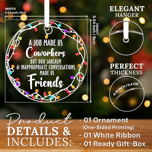 HEXMOZ Coworkers Gifts - Coworker Christmas Ornament - Work Besties Work Friends Gift for Women - White Elephant, Funny Secret Santa Gifts Ideas, Friendship Christmas Ornaments for Coworkers 2025