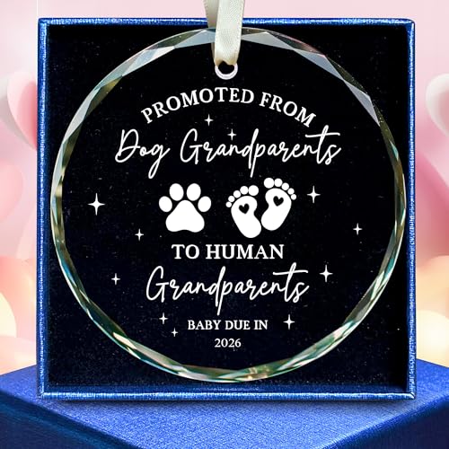 Grandparents Gifts - First Time Grandparents Gifts for Grandma, Grandpa - Baby Pregnancy Announcement Ornament for New Grandparent - Grandma Grandpa to Be Ornaments - Glass Ornament 2026