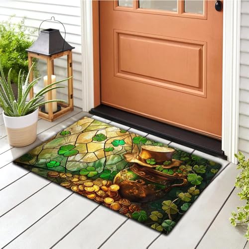 All Over Printed, Irish Doormat, Shamrock Doormat, 2D Doormat, Welcome Doormat, Patricks Day Doormat, 24x16 inches, 30x18 inches Doormat, St Patrick's Day Decorations (EPHG-54276002)