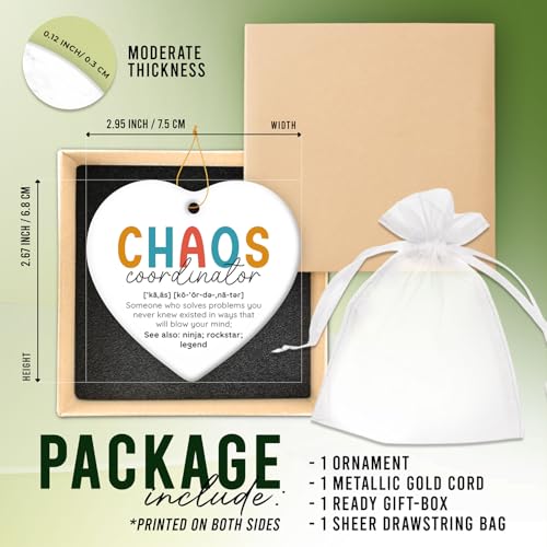 HEXMOZ Coworker Gifts for Women, Birthday, Christmas, Thank You Gifts for Chaos Coordinator, Friend, Appreciation, Inspiration Gift, Friendship, Decorations Ceramic Ornaments