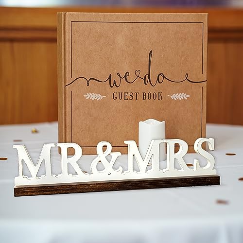 Vintage Mr and Mrs Sign for Wedding Table 16 inches, Distressed White Wedding Shower Decorations for Home Party, Rustic Mr & Mrs Centerpiece Table Signs for Anniversary Reception Ceremony