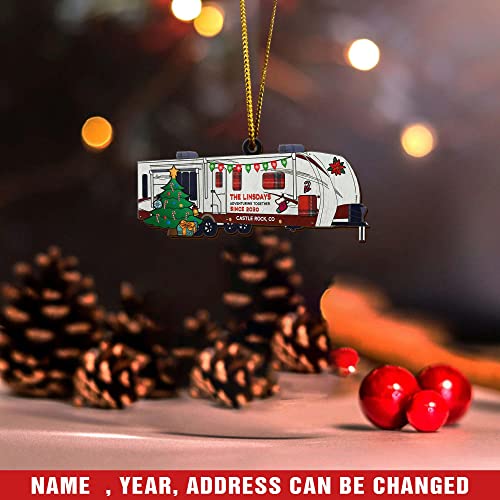 All Over Printed, Camping Ornaments, Campsite Camper Ornament, Christmas Tree Ornaments, 3.5" Wood Ornament 2 Sided, Gift for Family, Friend