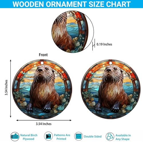 2D Flat All Over Printed, Otter Ornaments, Christmas Tree Ornaments, 2 Sides 3.5" Wood Ornament, Gift for Otter Lover, Christmas Decor (Ephg-52651001)