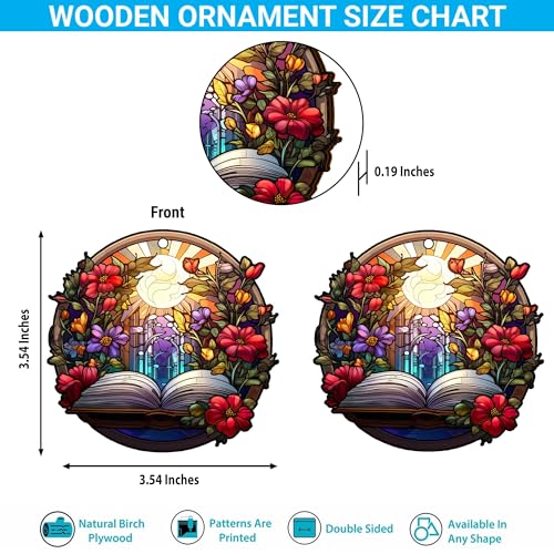 2D Flat All Over Printed, Book Ornaments, Bookshelf Christmas Ornaments, 2 Sides 3.5" Wood Ornament, Gift for Book Lover