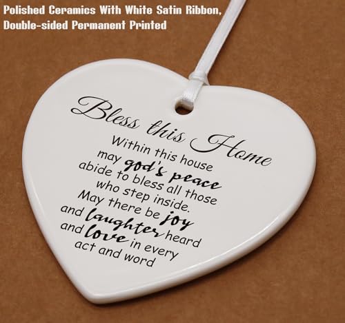 Happy New Home Gifts-Realtor to Homeowner Congrats Gifts-First Time New House Present,Housewarming Presents for Houseowner-Heart Shaped Ornament-Bless This Home