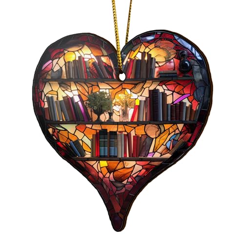 2D Flat All Over Printed, Book Ornaments, Bookshelf Christmas Ornaments, 2 Sides 3.5" Wood Ornament, Gift for Book Lover