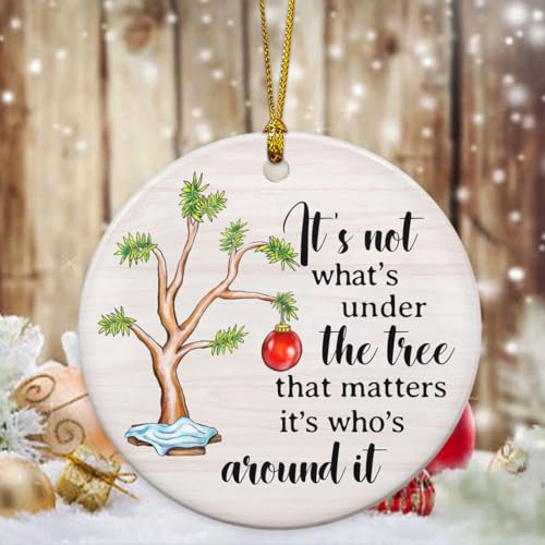 Ceramic Christmas Ornaments 2025, Classic White Round Hanging Ornaments for Christmas Tree, Meaningful Gifts for Women, Men, Family, Sister, Friends