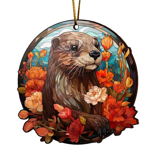 2D Flat All Over Printed, Otter Ornaments, Christmas Tree Ornaments, 2 Sides 3.5" Wood Ornament, Gift for Otter Lover, Christmas Decor (Ephg-52651007)