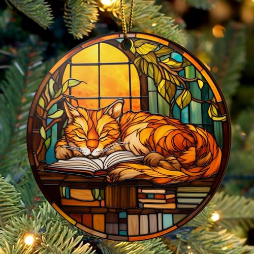 2D Flat All Over Printed, Book Ornaments, Bookshelf Christmas Ornaments, 2 Sides 3.5" Wood Ornament, Gift for Book Lover