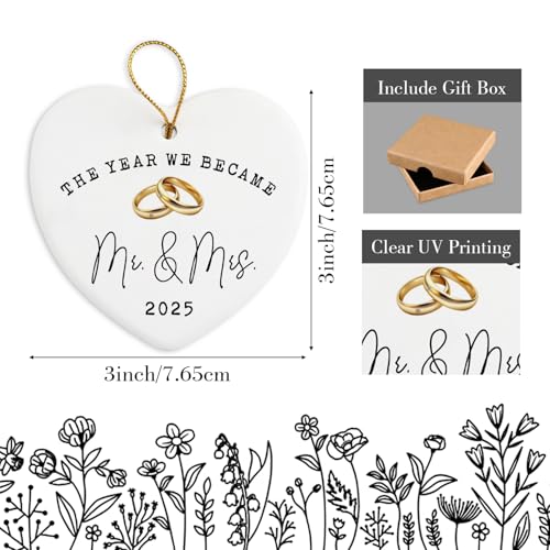 Wedding Gifts for Couples 2025 Ceramic Ornament Mr and Mrs Bridal Shower Gifts Wedding Just Married Gift for Newlywed Couple Bride Groom