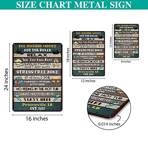 All Over Printed, Hot Tub Rules Metal Sign 8x12", 12x18", 16x24", Hot Tub Funny Rules Sign, Bathroom Decorations