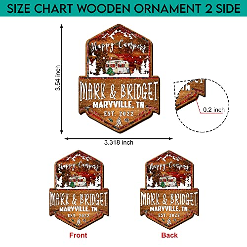 All Over Printed, Camping Ornaments, Campsite Camper Ornament, Christmas Tree Ornaments, 3.5" Wood Ornament 2 Sided, Gift for Family, Friend