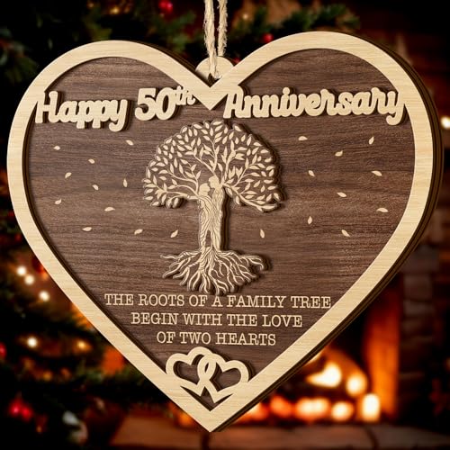 50th Anniversary Ornament, 2 Layer Ornaments,50 Year for Couple, Wedding Ornaments, Parents, Friend Her Him, Decoration Hanging Ornament