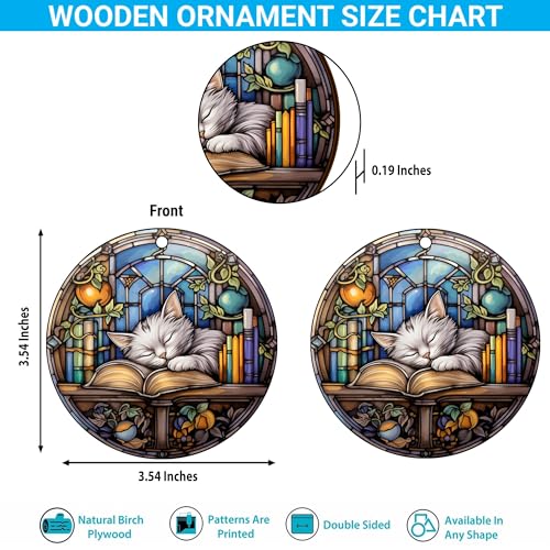 2D Flat All Over Printed, Book Ornaments, Bookshelf Christmas Ornaments, 2 Sides 3.5" Wood Ornament, Gift for Book Lover