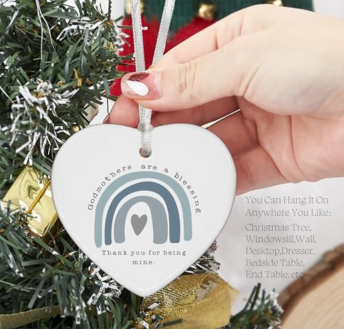 Heart Shaped Ornament - First Time Godmother, Christening & Baptism Gift, Pregnancy Announcement Proposal