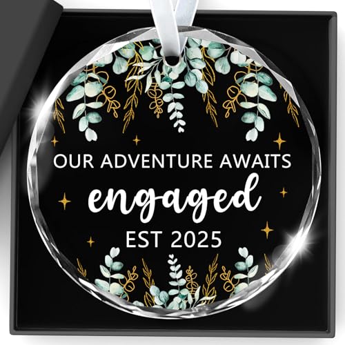 Wedding Gifts Engagement Gifts for Couples 2025 First Christmas Engaged Ornament 2025 Just Engaged Bachelorette Gift Happy Engagement Gift for Newly Engageds Couples Bride to be Her Women Fiance(8)