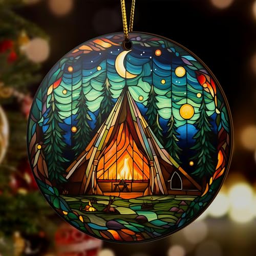 2D Flat All Over Printed, Camping Ornaments, Camping Christmas Ornaments, 2 Sides 3.5" Wood Ornament, Gift for Camper Lover, Christmas Decor