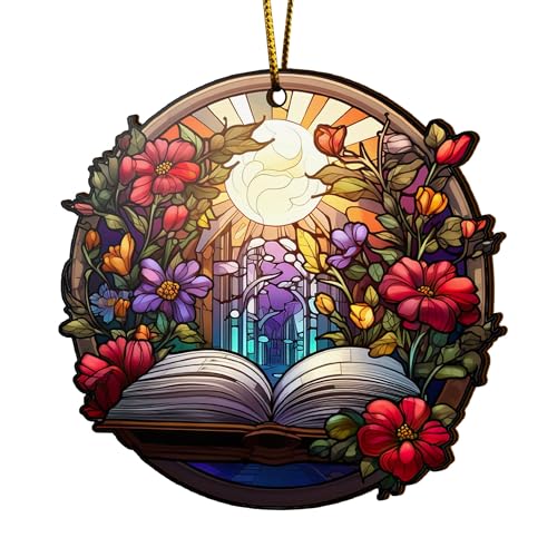 2D Flat All Over Printed, Book Ornaments, Bookshelf Christmas Ornaments, 2 Sides 3.5" Wood Ornament, Gift for Book Lover