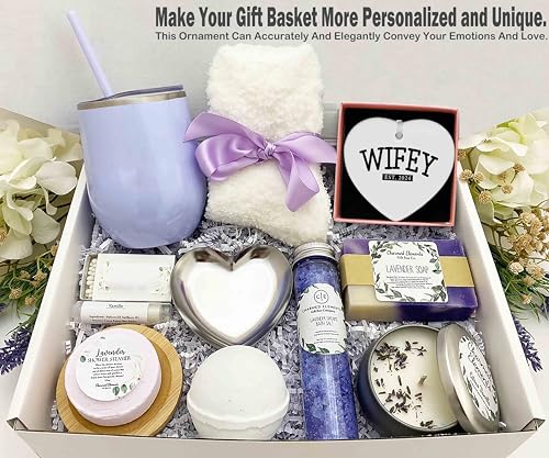 Wifey 2024-Engagement Gifts-Wedding Gift for Bride-Bride to Be-Newly Engaged Gifts-Bridal Shower Gifts for Her-Bachelorette Party Gifts for Women-Heart Shaped Ornament with Gift Box