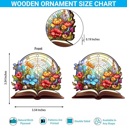 2D Flat All Over Printed, Book Ornaments, Bookshelf Christmas Ornaments, 2 Sides 3.5" Wood Ornament, Gift for Book Lover
