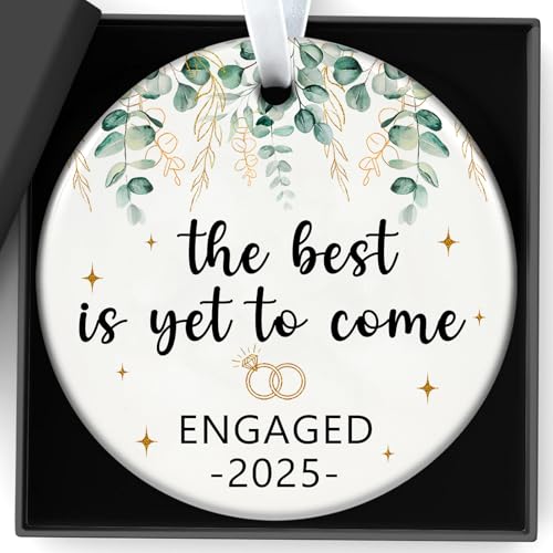 Wedding Gifts Engagement Gifts for Couples 2025 First Christmas Engaged Ornament 2025 Just Engaged Bachelorette Gift Happy Engagement Gift for Newly Engageds Couples Bride to be Her Women Fiance(5)