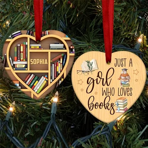 Lovely POD Books Ornament, Book Lovers Ornament, Gift for Her Librarian, Reading Book Christmas Ornament, Lover Bookworm Gift, Books Stacked Ornament, Book Club Ornament, Book Lover Gifts 11