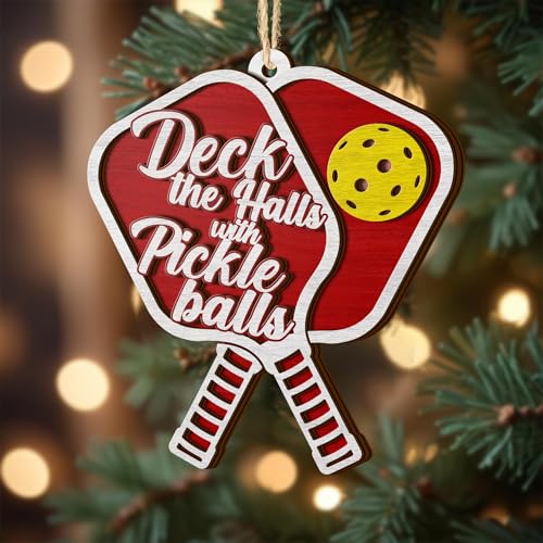 All Over Printed Pickleball Ornaments 2024, Pickleball Christmas Ornaments, Pickleball Gift, Pickleball Acessories Christmas 2 Layers Ornaments for Christmas Tree Hanging