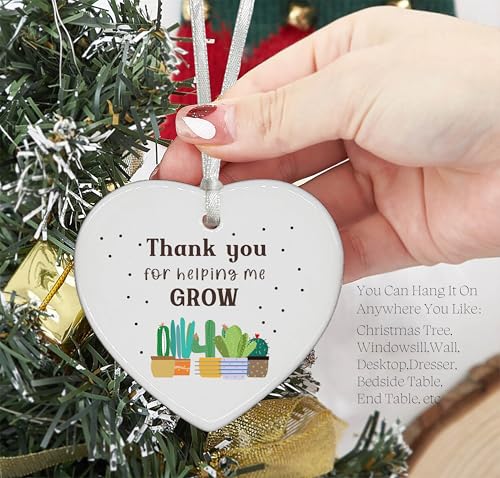 Thank You for Helping Me Grow-Teacher Appreciation Gifts,Teacher Gifts,Thank You Gifts for Teachers,Teachers Appreciation Week Gifts, for Teacher-Heart Shaped Ornament