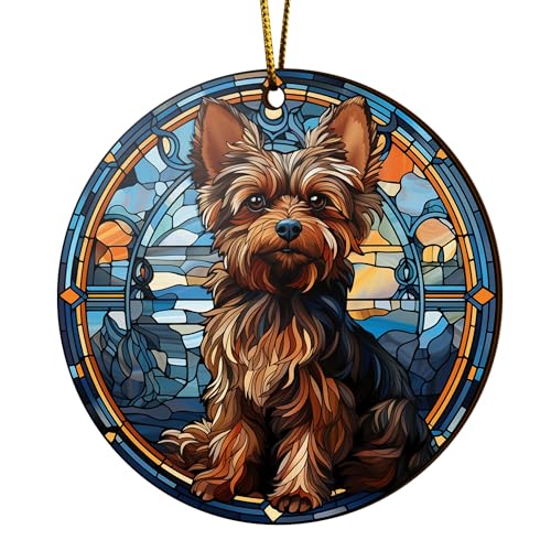 2D Flat All Over Printed, Yorkie Ornaments, Christmas Ornaments for Yorkie Lover, 2 Sides 3.5" Wood Ornament, Christmas Decor (Ephg-52975004)