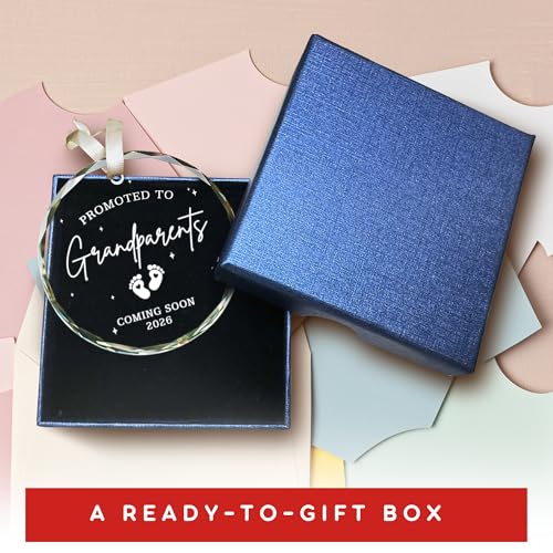 Grandparents Gifts - First Time Grandparents Gifts for Grandma, Grandpa - Baby Pregnancy Announcement Ornament for New Grandma - Grandpa to Be Ornaments - Glass Hanging Ornament 2026