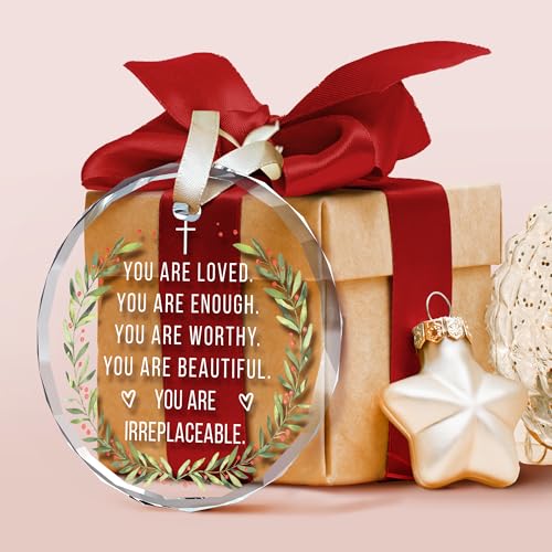 Inspirational Christmas Ornaments - Motivational, Thank You Ornaments for Christmas Tree - Inspirational Gifts for Women, Motivational Positive Gifts - Glass Ornament