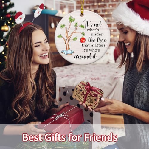 Ceramic Christmas Ornaments 2025, Classic White Round Hanging Ornaments for Christmas Tree, Meaningful Gifts for Women, Men, Family, Sister, Friends