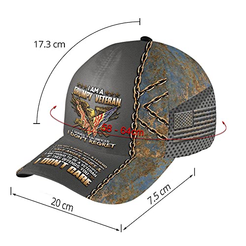 US Veteran Baseball Cap - Bald Eagle Printed Unisex Hat Gift for Veterans Day, Father's Day, Dad Birthday Gifts