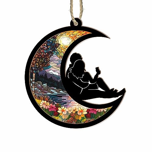 BSQUIELE Gift for Couple - Couple Suncatcher Ornament 2025 - Car Hanging Decoration - Stained Glass Light Catcher Ornament - Valentine, Anniversary Day Present for Husband, Wife, Newlywed, Engaged