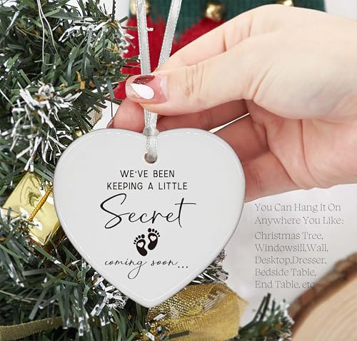 Baby Pregnancy Announcement Gifts-Promoted to Grandparents,Grandma,Grandpa,Aunt,Uncle-Baby Coming Soon-New Baby Reveal Gifts for Mom Dad Sister Brother Friends Heart Shaped Ornament
