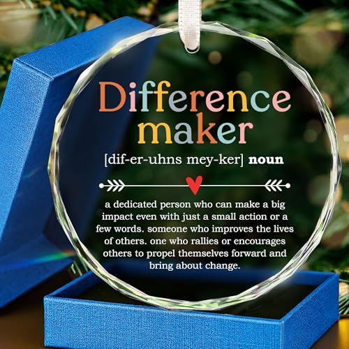 Difference Maker - Appreciation for Women - Coworker Appreciation - Thank You Gifts, Inspiration Gifts for Women Boss Coworker Manager Teacher Nurse Mom Friend - Glass Christmas Ornament