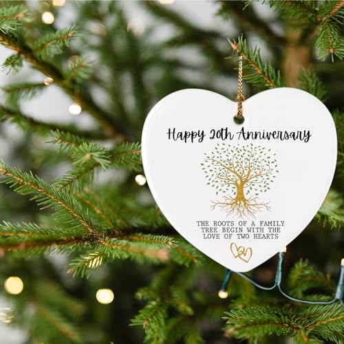 20th Anniversary Marriage Gifts for Couple Happy 20th Anniversary Ornament Keepsake Sign Heart Plaque Anniversary Romantic Couple Wedding Engagement Gifts for Her Him Wife Husband