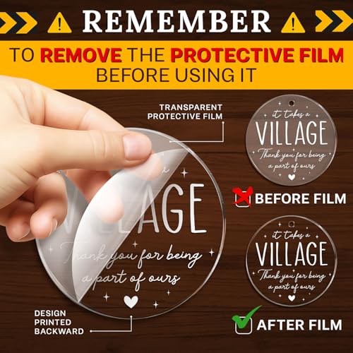 HEXMOZ Thank You Gifts for Women, Men - It Takes a Village Ornament - Teacher Ornament - Appreciation Gift for Teacher Coworker Daycare Provider Nanny Babysitter Coach - Acrylic Christmas Ornaments