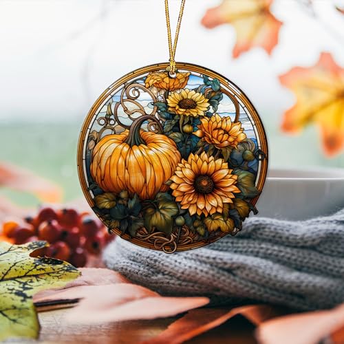 2D Flat All Over Printed, Fall Ornaments, Pumpkin Ornaments, 2 Sides 3.5" Wood Ornament, Fall Home Autumn Decor, Gift for Thanksgiving (EPHG-52035010)