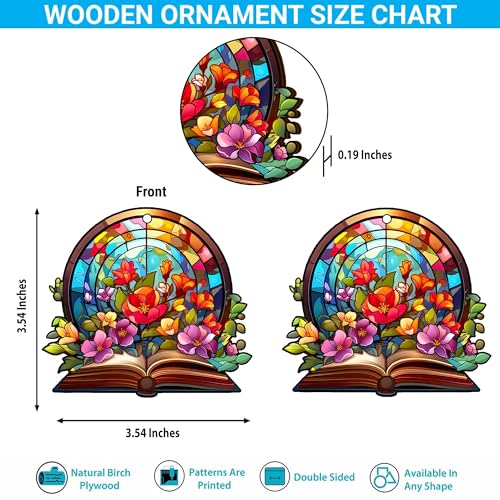 2D Flat All Over Printed, Book Ornaments, Bookshelf Christmas Ornaments, 2 Sides 3.5" Wood Ornament, Gift for Book Lover