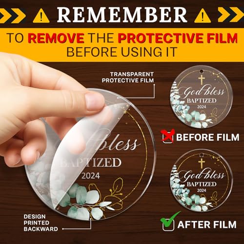 HEXMOZ Baptism Gifts - Christening Gifts for Boys Girls Kids Adults Men Women - Baby Boy, Girl Catholic Baptism Gift for Godson, Goddaughter - Cross God Bless Baptized Acrylic Christmas Ornament 2025