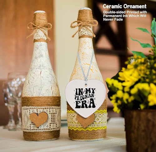 Funny Pregnancy Announcement Present,Expecting Mom,New Mom Present,First Time Mama to Be, Ceramic Heart Shaped Ornament-in My Pregnant Era