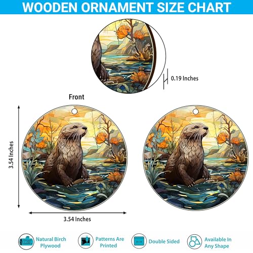 2D Flat All Over Printed, Otter Ornaments, Christmas Tree Ornaments, 2 Sides 3.5" Wood Ornament, Gift for Otter Lover, Christmas Decor (Ephg-52651002)
