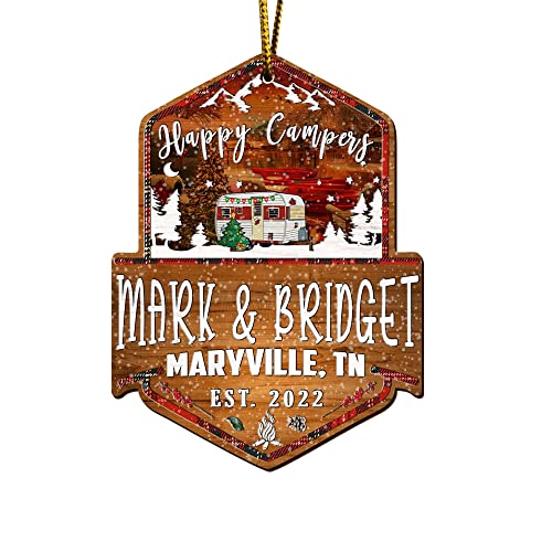 All Over Printed, Camping Ornaments, Campsite Camper Ornament, Christmas Tree Ornaments, 3.5" Wood Ornament 2 Sided, Gift for Family, Friend