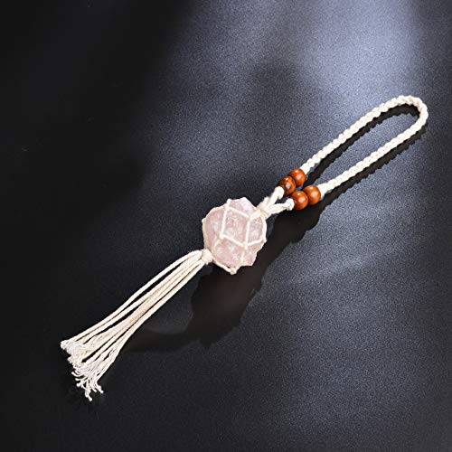 Healing Crystals Feng Shui Hanging Ornament Car Ornament Meditation Hanging Ornament Window Ornament for Home Decor (1 Piece Rose Quartz 1)
